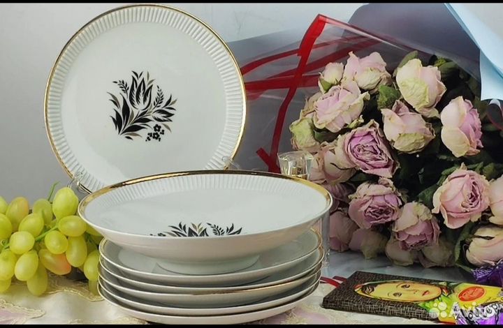 Сухарница и 6 тарелок лфз