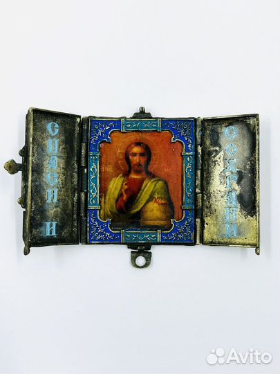 Складень Спаси и Сохрани Серебро Эмали