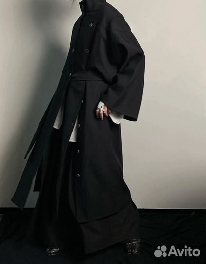 Тренч Yohji Yamamoto type black trench coat