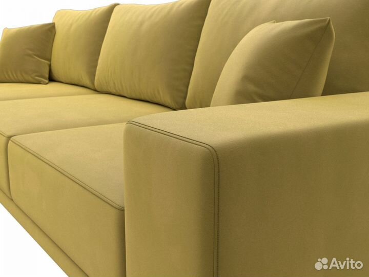 Диван угловой Льюес левый, микровельвет, желтый