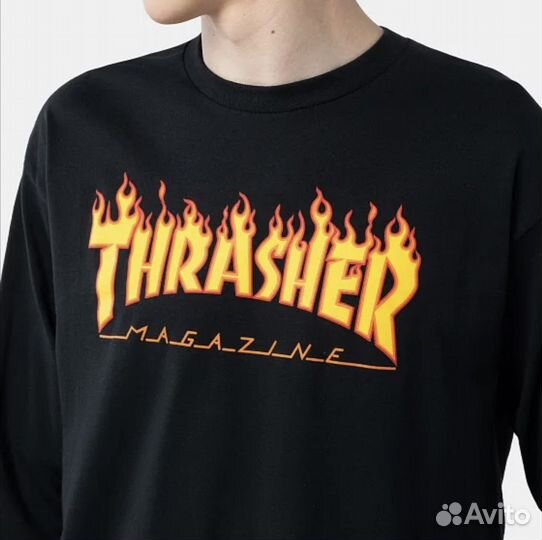 Черный лонгслив thrasher оригинал