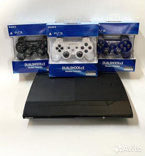 Sony PS3 Super Slim 500Gb (106 игр) +2 геймпада