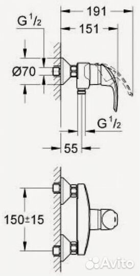 Смеситель для душа Grohe Eurosmart 33555001