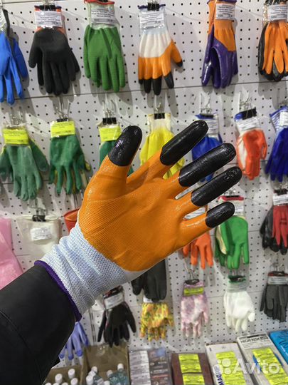 Перчатки прорезиненные Оранж-черные кончики