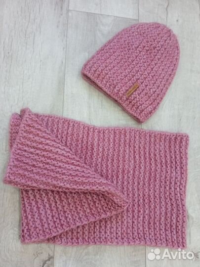 Шапка и снуд зимний комплект женский новый