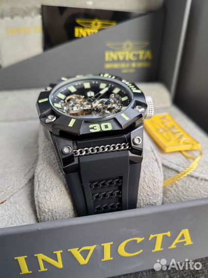 Большие Чёрные Механические Часы Invicta Bolt Муж