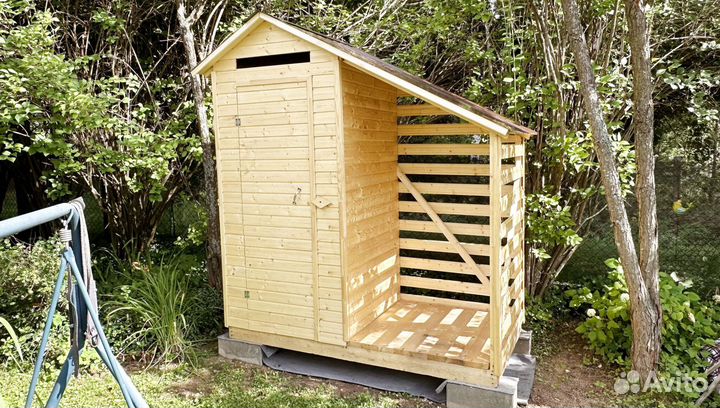 Туалет с дровником двускатный доставка