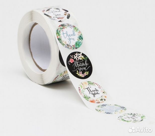 Наклейки в рулоне 500 штук thank you, спасибо