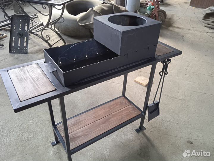 Мангал с печью под казан 4 мм