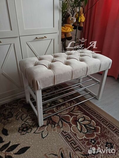 Обувницы банкетки в каретой стяжке на заказ