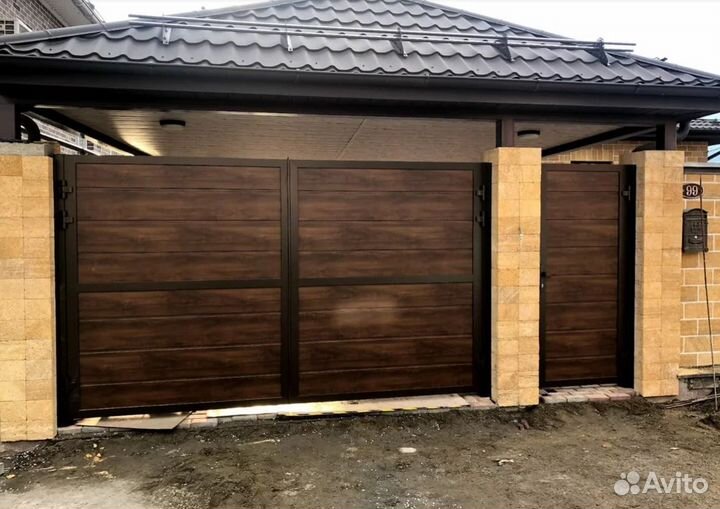 Распашные ворота установка произв Alutech доставка