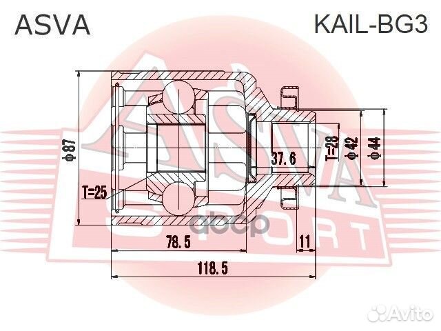 ШРУС внутренний лев kailbg3 asva