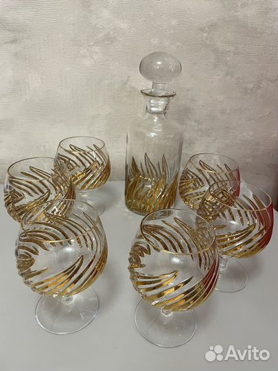 Графин штоф хрусталь с бокалами под коньяк
