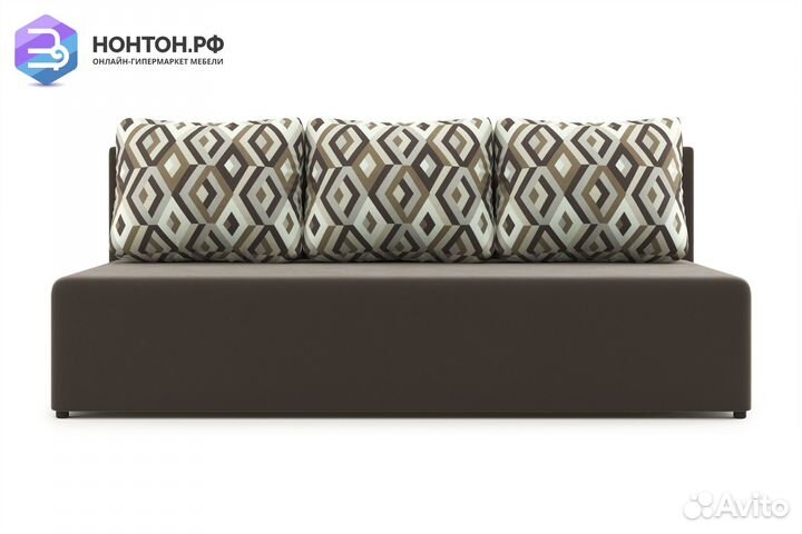 Диван еврокнижка Нексус коричневый / ромб коричнев