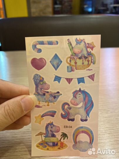Детские наклейки тату переводки Единорог