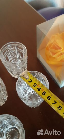 Хрустальные конфетница, стопки, ваза керамика