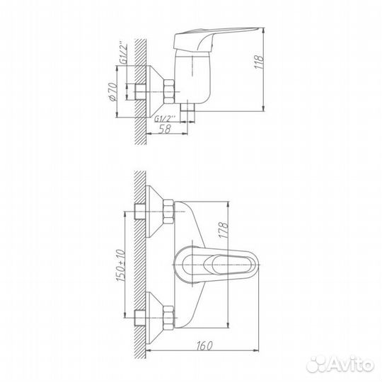 Смеситель для душа Haiba HB2004, хром
