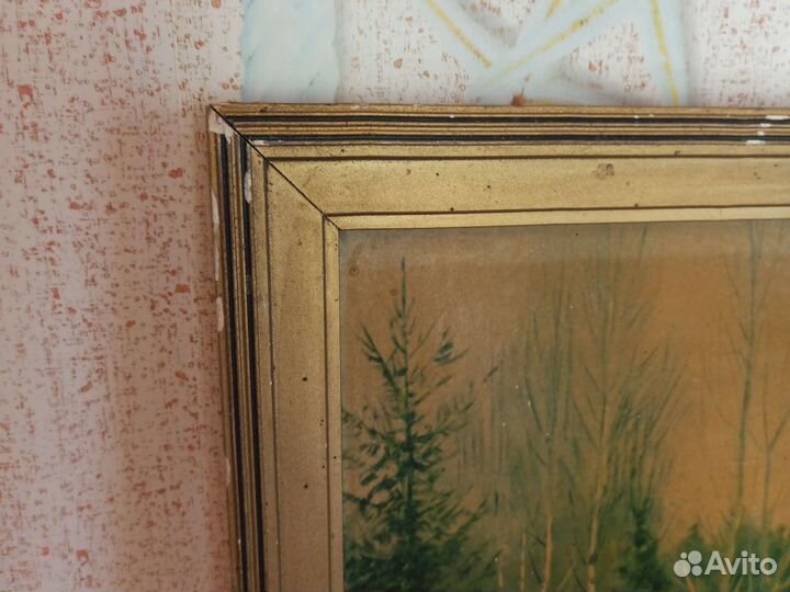 Картина Зимой в лесу Переплетчиков СССР винтаж