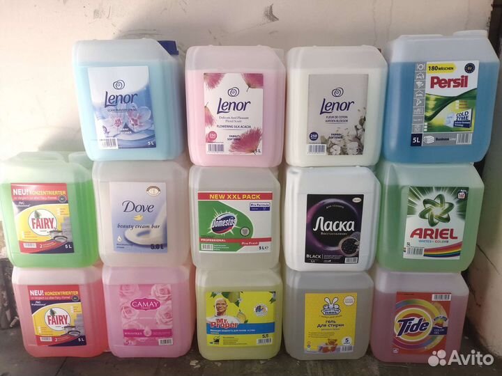 Гель для стирки(жид. порошок), жидкости бытовые 5л