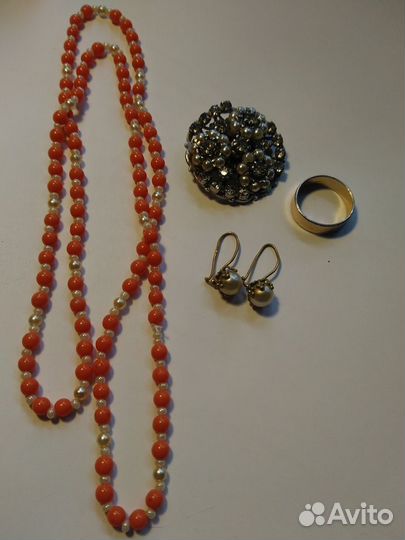 Бижутерия времен СССР бусы кольцо серьги