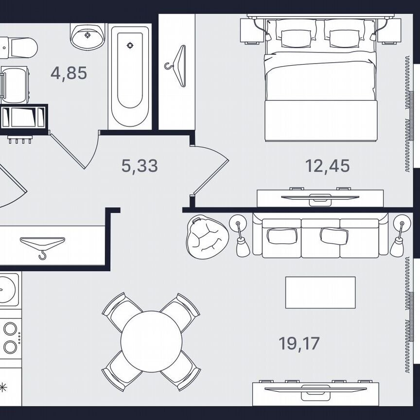 2-к. апартаменты, 41,8 м², 21/24 эт.