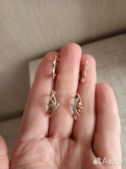 Серьги серебро позолота