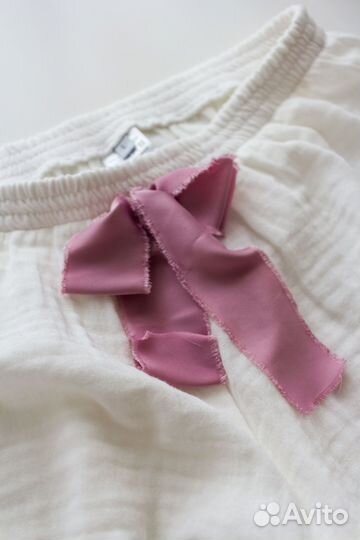 Пижамные шорты из муслина. Белый теплый