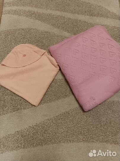 Плед/одеяло и махровое полотенце для новорожденной