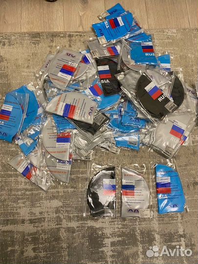 Шапки для бассейна Russia, 30-40 штук, оптом