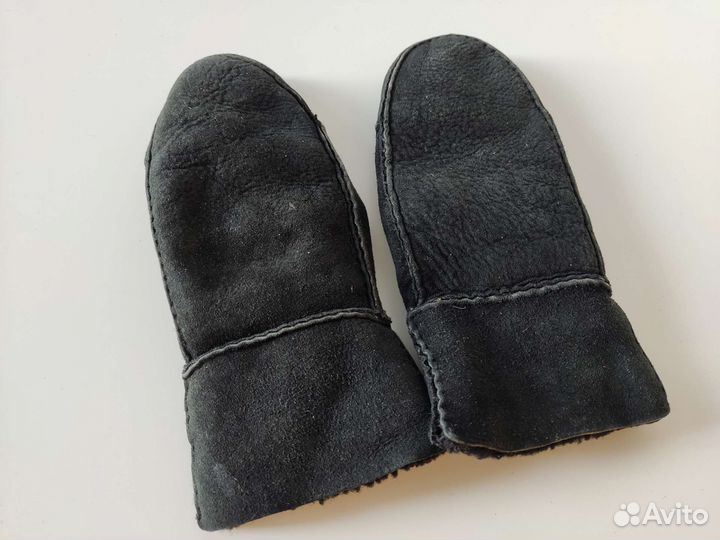 Варежки замша чёрные женские зима