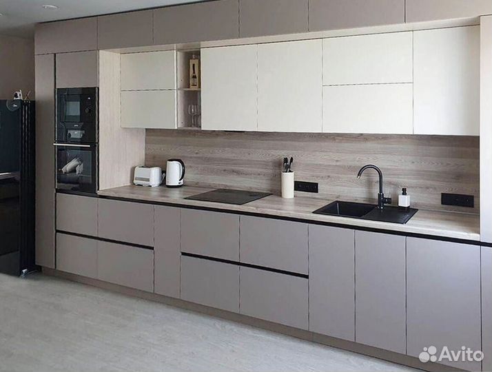 Прямая кухня мдф фасады