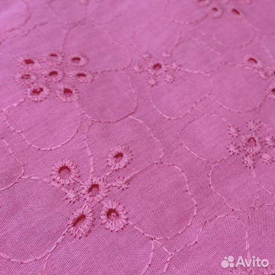 Ткань шитье хлопок кружево фуксия