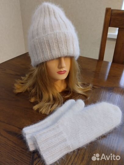 Шапка и варежки пух норки