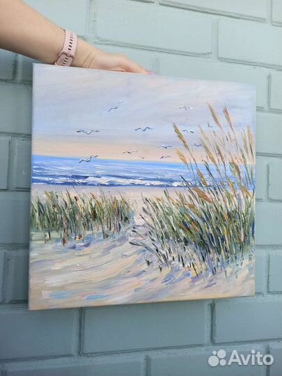 Картина маслом берег моря пейзаж морской на холсте