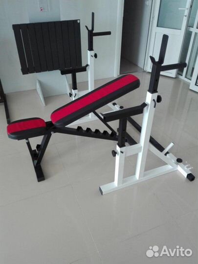 Скамья жима + стойка штанги комплект разные цвета