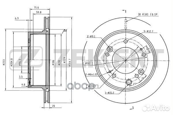 Диск торм. зад. Kia Sorento 06- bs-5393 Zekkert