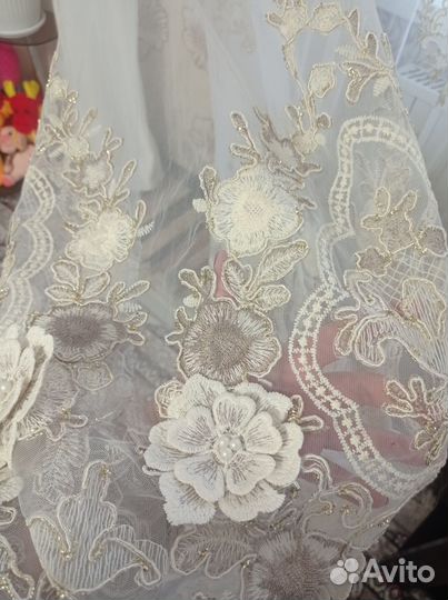 Тюль с вышивкой