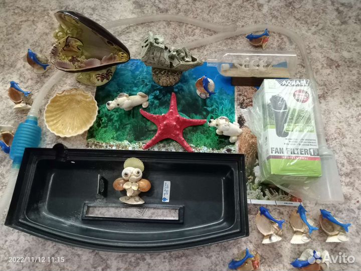 Aguael Fan 1+ Фильтр Декор Свет Ракушки Камни