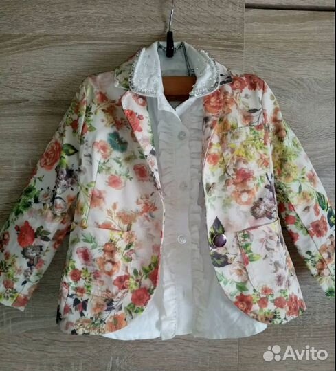 Пиджак + рубашка на девочку 2-4года