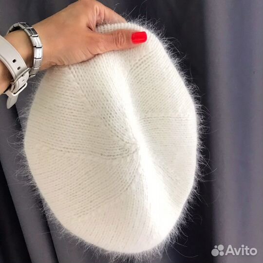 Берет женский пух норки ручнач работа