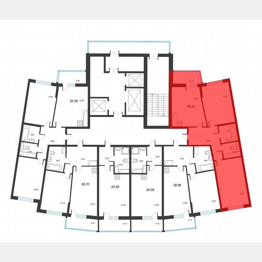 2-к. квартира, 60,9 м², 22/22 эт.