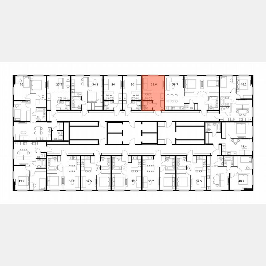 Квартира-студия, 23,6 м², 17/25 эт.