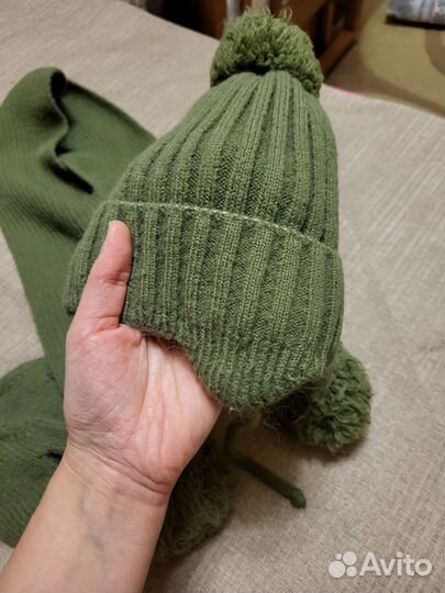 Шапка шарфик варежки шерстяные