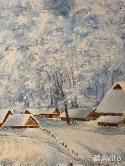 Крупная Картина Маслом на Холсте. Зимний Пейзаж