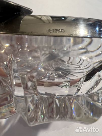 Пепельница антикварная хрусталь/серебро, Германия