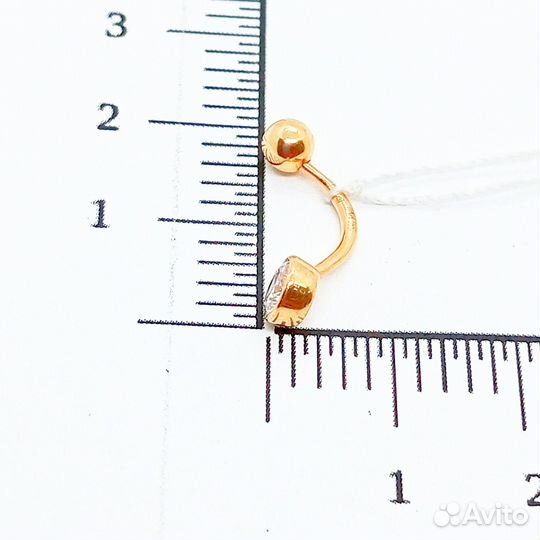 Пирсинг с синтетическим камнем Золото