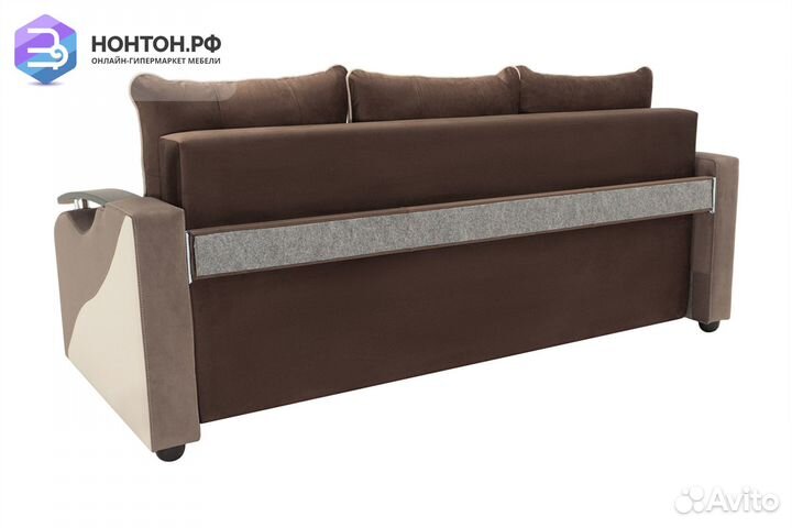 Диван еврокнижка Венеция коричневый / бежевый