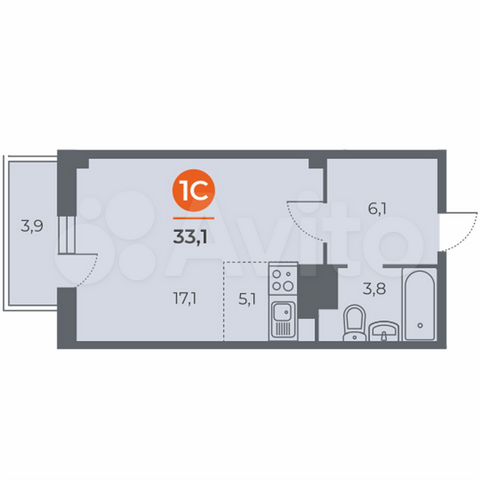 Квартира-студия, 33 м², 15/19 эт.
