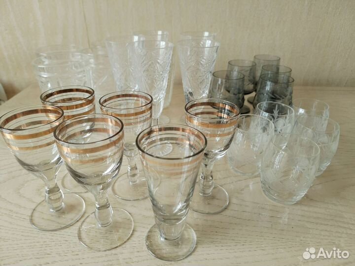 Фужеры Хрусталь, цветное стекло СССР