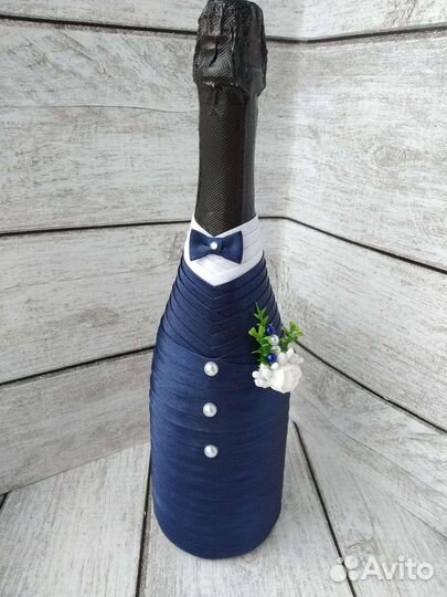 Свадебные украшения на бутылки